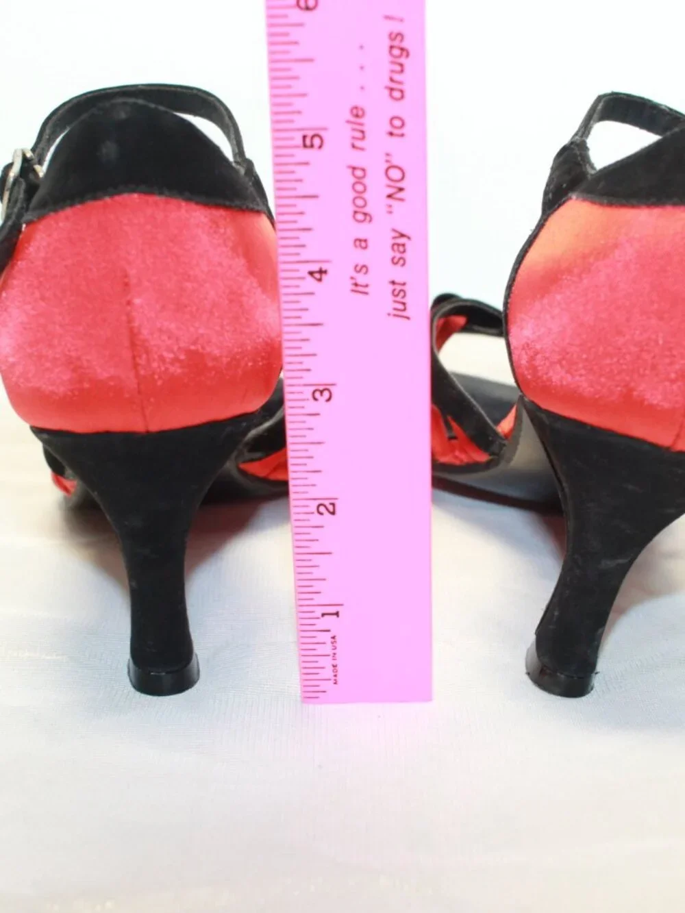 Flamingo Handmade Size 6.5 Red & Black Salsa Latin Dance Shoe Heels